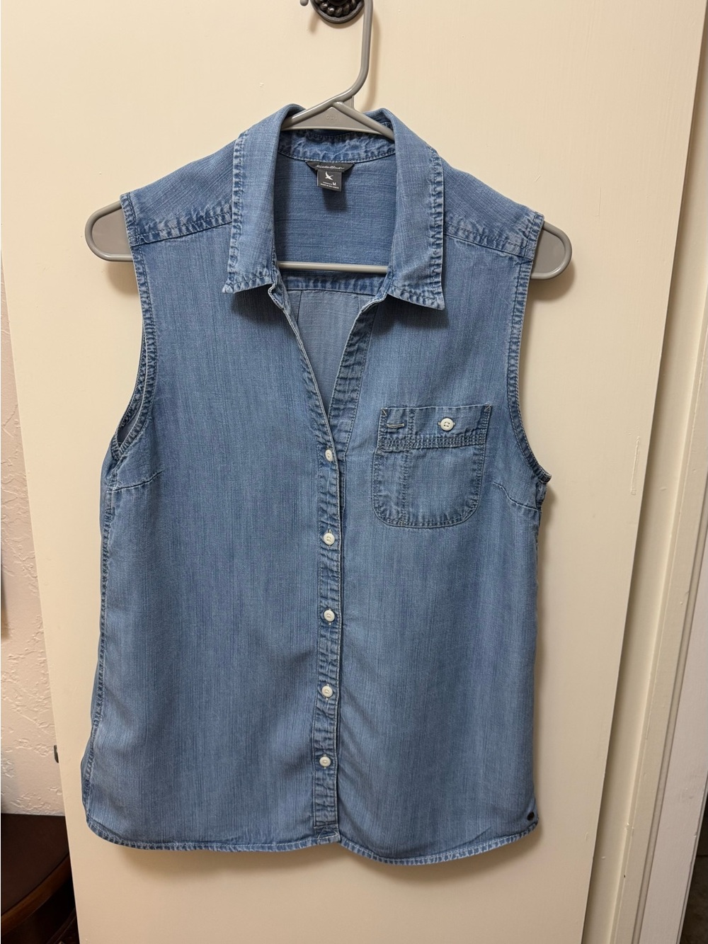 Eddie Bauer Sleeveless Button-Front Denim Shirt - Blue Medium - Picture 5 of 16